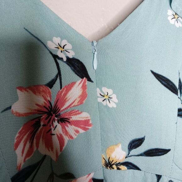 Tobi Floral Romper with Faux Wrap Skirt Side Tie - Picture 7 of 9